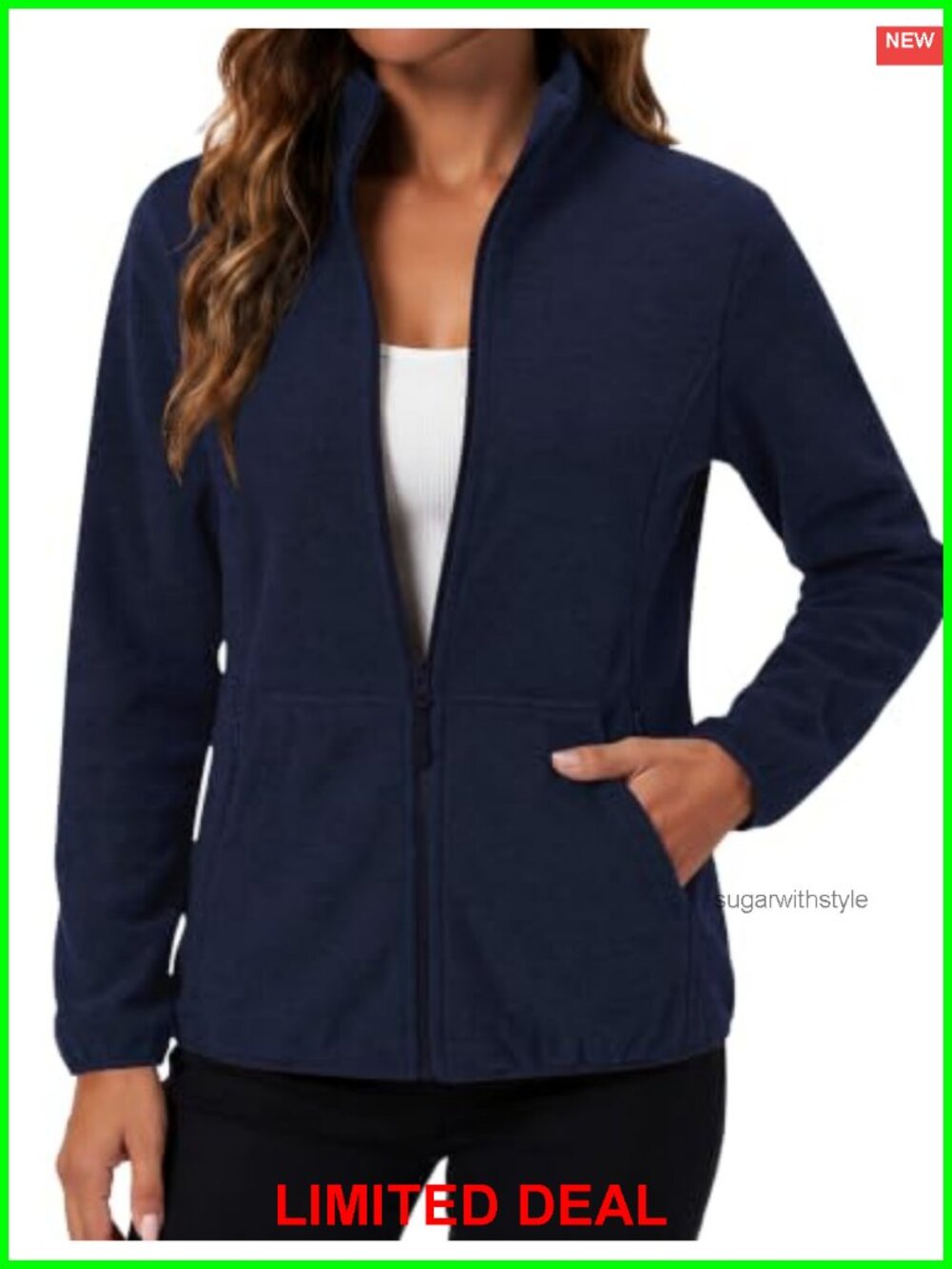 Fleece Jacket Women Lightweight Full Zip Coat 6 Pockets
